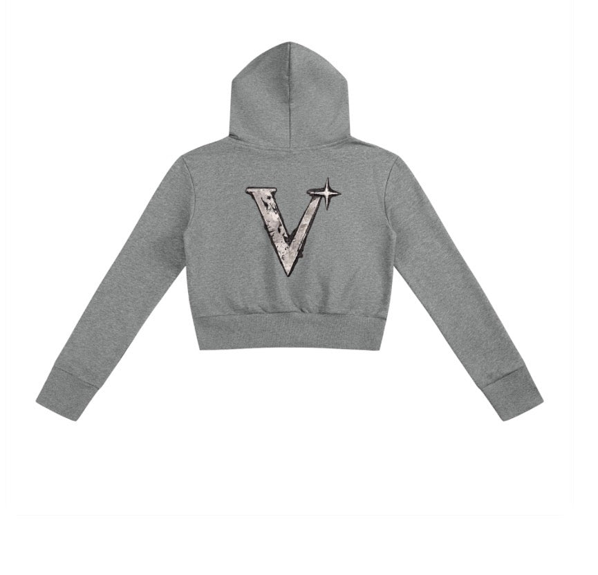 V-star crop zip up