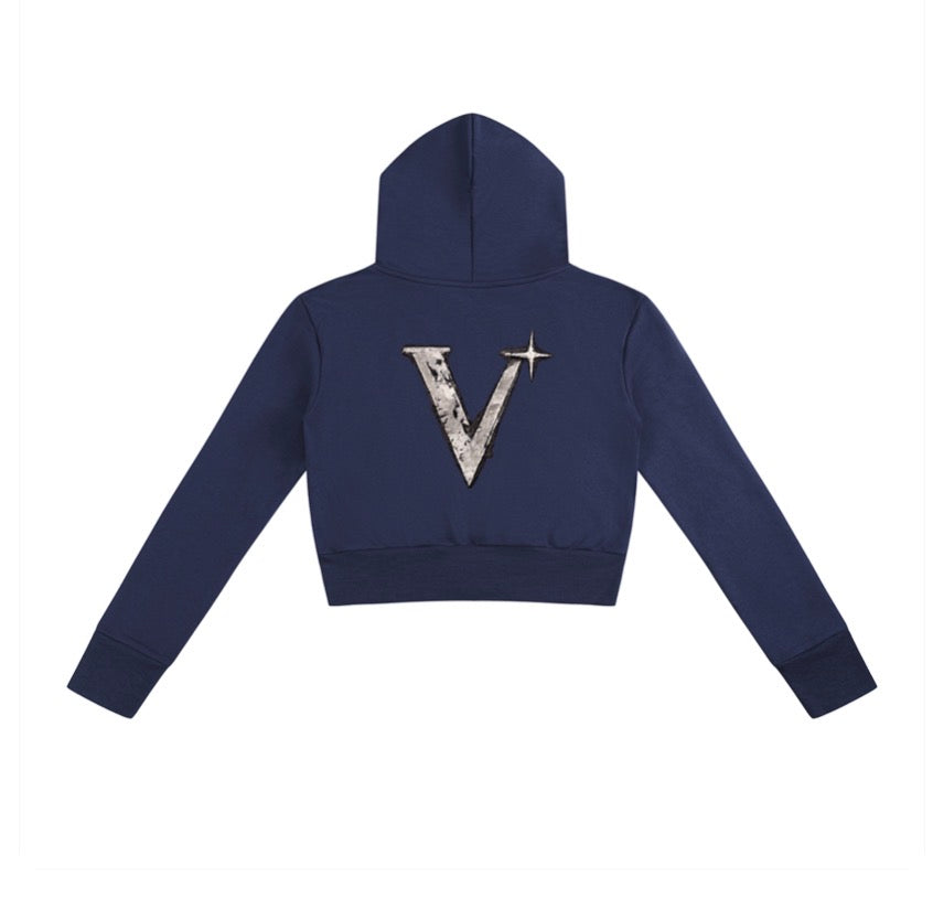 V-star crop zip up