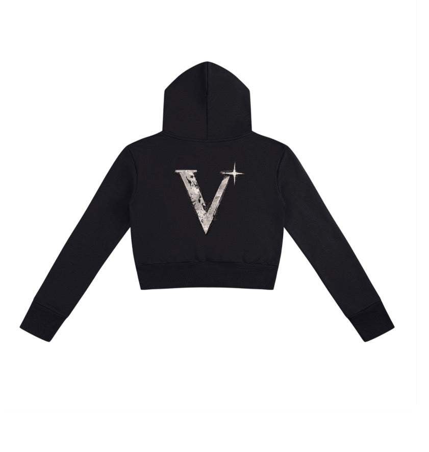 V-star crop zip up