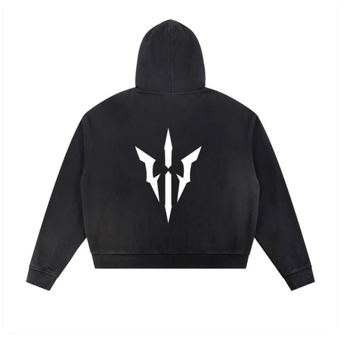 Distressed zip hoodie